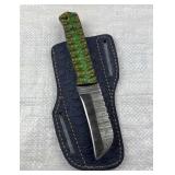 Damascus Steel Fixed Blade Knife w/ Sheath