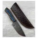 Damascus Steel Fixed Blade Knife w/ Sheath