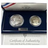 1995 Silver Proof Dollar, World War II + Clad