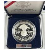 1991 Silver Proof Dollar, USO, 90%