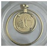 14K Gold Medal, Israel Days of Youth in Bezel