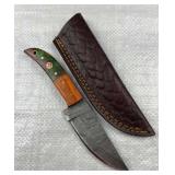 Damascus Steel Fixed Blade Knife w/ Sheath