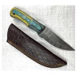 Damascus Steel Fixed Blade Knife w/ Sheath