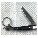 Damascus Steel Folding Blade Knife Keychain