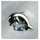 925 Silver Ross Simons Sky Blue Topaz Dolphin Slid