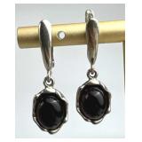 925 Silver Burgundy Zirconia Dangling Latch Back E