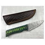 Damascus Steel Fixed Blade Knife w/ Sheath