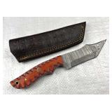 Damascus Steel Fixed Blade Knife w/ Sheath