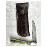 Damascus Steel Folding Blade Knife w/ Sheath