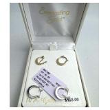 10K White & Yellow Gold Round Hoop Earring Set