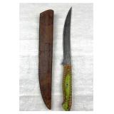 Damascus Steel Fillet Blade Knife w/ Sheath
