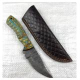 Damascus Steel Fixed Blade Knife w/ Sheath