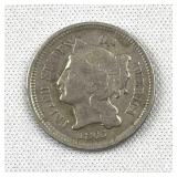 1865 US 3 Cent Nickel Coin