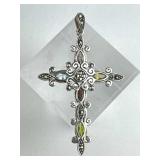 925 Silver Victorian Faux Gemstones Marcasite Cros