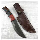 Damascus Steel Fixed Blade Knife w/ Sheath