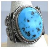 925 Silver Native American Art Deco Style Turquois