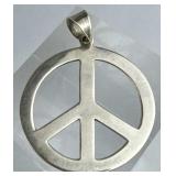 925 Sterling Silver Retro Peace Sign Pendant