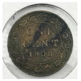 1908 Canada Large Cent Coin, CAN 1c Coin