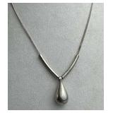 925 Silver Minimalist Teardrop 2 Bar Necklace
