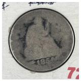 1854 w/ Arrows Silver Seated Liberty Quarter, Cull