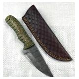 Damascus Steel Fixed Blade Knife w/ Sheath