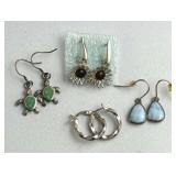 (4) Pairs Assorted Sterling Silver Earrings
