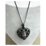 Vintage Sterling Silver Heart Locket Necklace