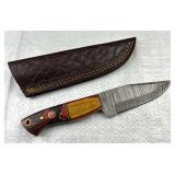 Damascus Steel Fixed Blade Knife w/ Sheath