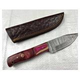 Damascus Steel Fixed Blade Knife w/ Sheath