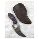 Damascus Steel Karambit Blade Knife w/ Sheath