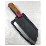Handmade Steel Cleaver Blade Knife w/ Sheath