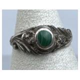925 Silver Vintage Malachite Petite Swirl Ring 925 Silver Vintage Malachite Petite Swirl Ring