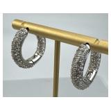 925 Silver Zirconia Inside Out Hoop Earrings 925 Silver Zirconia Inside Out Hoop Earrings