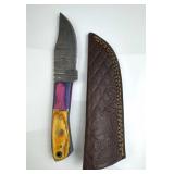 Damascus Steel Fixed Blade Knife w/ Sheath Damascus Steel Fixed Blade Knife w/ Sheath