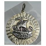 925 Silver Vintage Large Round Viking Longship Cha 925 Silver Vintage Large Round Viking Longship Cha