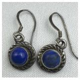 925 Silver Dangling Lapis Lazuli Cabochon French W 925 Silver Dangling Lapis Lazuli Cabochon French W