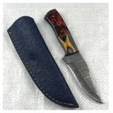Damascus Steel Fixed Blade Knife w/ Sheath Damascus Steel Fixed Blade Knife w/ Sheath