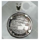 1/4oz Silver Alaska .999 Coin Pendant in 925 Sterl 1/4oz Silver Alaska .999 Coin Pendant in 925 Sterl