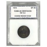 1915 Cuba Silver 20 Centavos Coarse Reeding EF40 1915 Cuba Silver 20 Centavos Coarse Reeding EF40