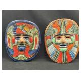 Pair of Hand Painted Clay Pottery Masks Pair of Hand Painted Clay Pottery Masks