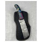 Damascus Steel Cowboy Bull Cutter Knife w/ Sheath Damascus Steel Cowboy Bull Cutter Knife w/ Sheath