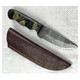 Damascus Steel Fixed Blade Knife w/ Sheath Damascus Steel Fixed Blade Knife w/ Sheath