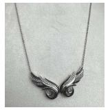 925 Silver Black & White Diamond Angel Wings Neckl 925 Silver Black & White Diamond Angel Wings Neckl