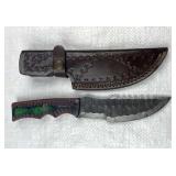 Damascus Steel Fixed Blade Knife w/ Sheath Damascus Steel Fixed Blade Knife w/ Sheath