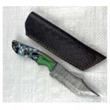 Damascus Steel Fixed Blade Knife w/ Sheath Damascus Steel Fixed Blade Knife w/ Sheath