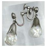 925 Silver Crushed Floating Opal Glass Drop Screw- 925 Silver Crushed Floating Opal Glass Drop Screw-