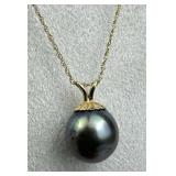 14K Yellow Gold & Genuine Tahitian Pearl Neckl. 14K Yellow Gold & Genuine Tahitian Pearl Neckl.