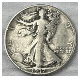 1937-D Walking Liberty Silver Half Dollar, US 90% 1937-D Walking Liberty Silver Half Dollar, US 90%