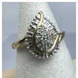 10K Yellow Gold & Diamond Pear Shaped Ring 10K Yellow Gold & Diamond Pear Shaped Ring
