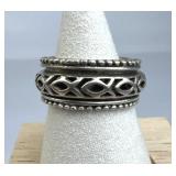925 Silver Christian Ichthys Spinner Ring 925 Silver Christian Ichthys Spinner Ring